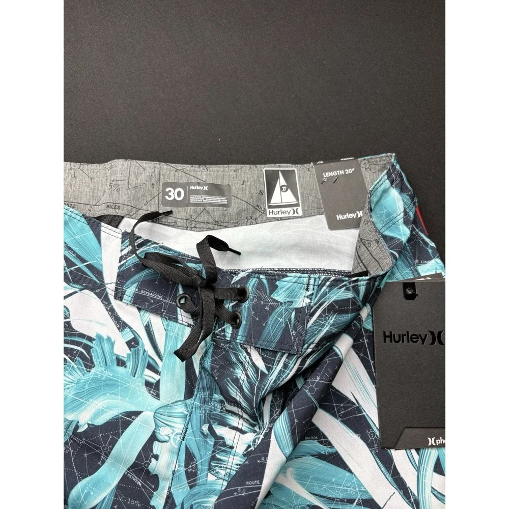 NWT Hurley Phantom JJF Board Shorts Trunks Mens 30x9 Floral Map Grid Print